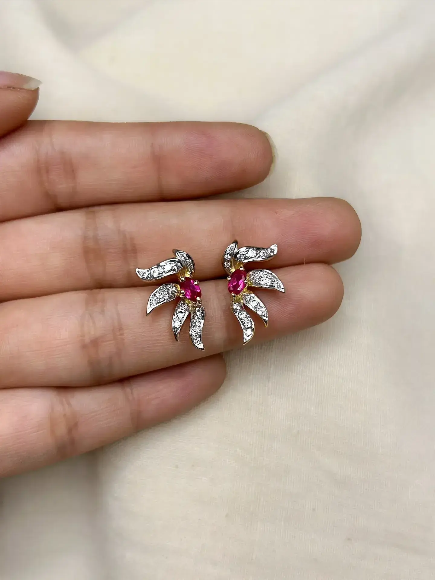 Ruby Petal Bloom Earrings