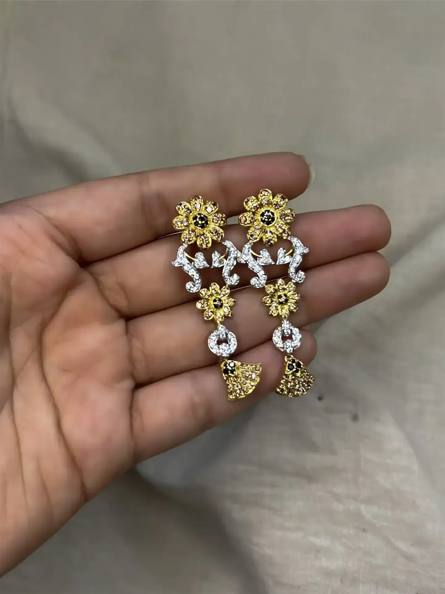 Floral Gilded Cascade Earrings