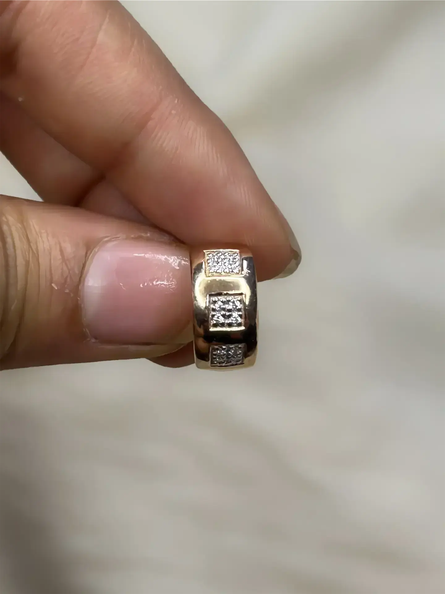 Geometric Pavé Gold Band