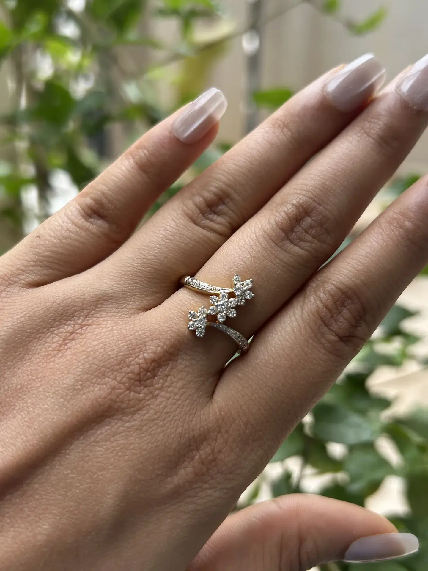Floral Bypass Ring