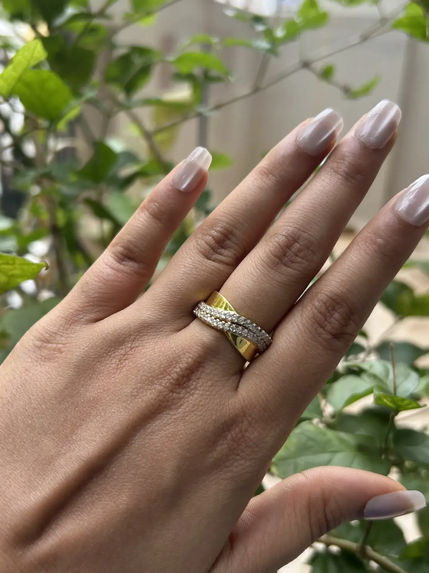 Celestial Crossover Pavé Ring
