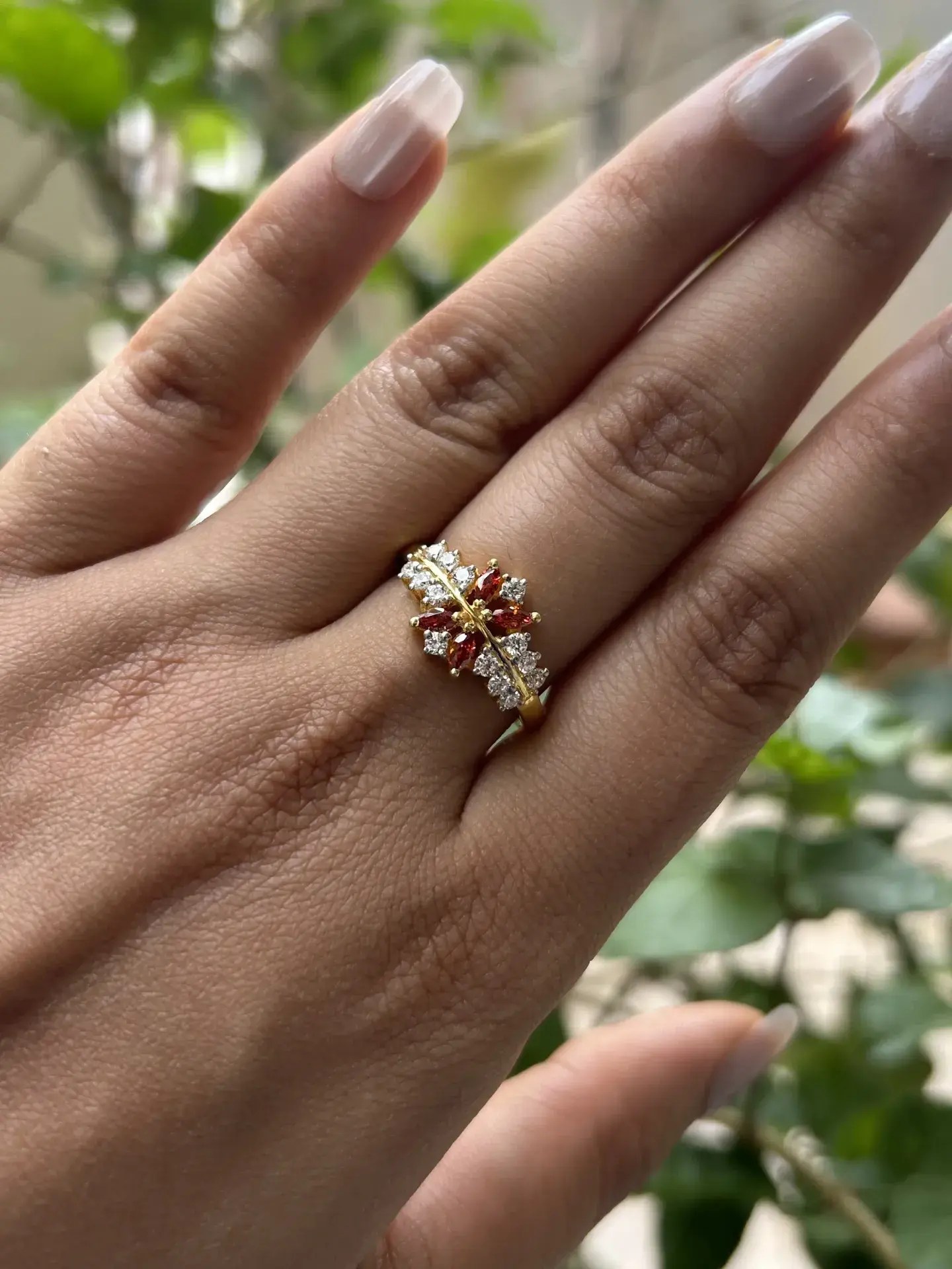 Crimson Bloom Marquise Ring