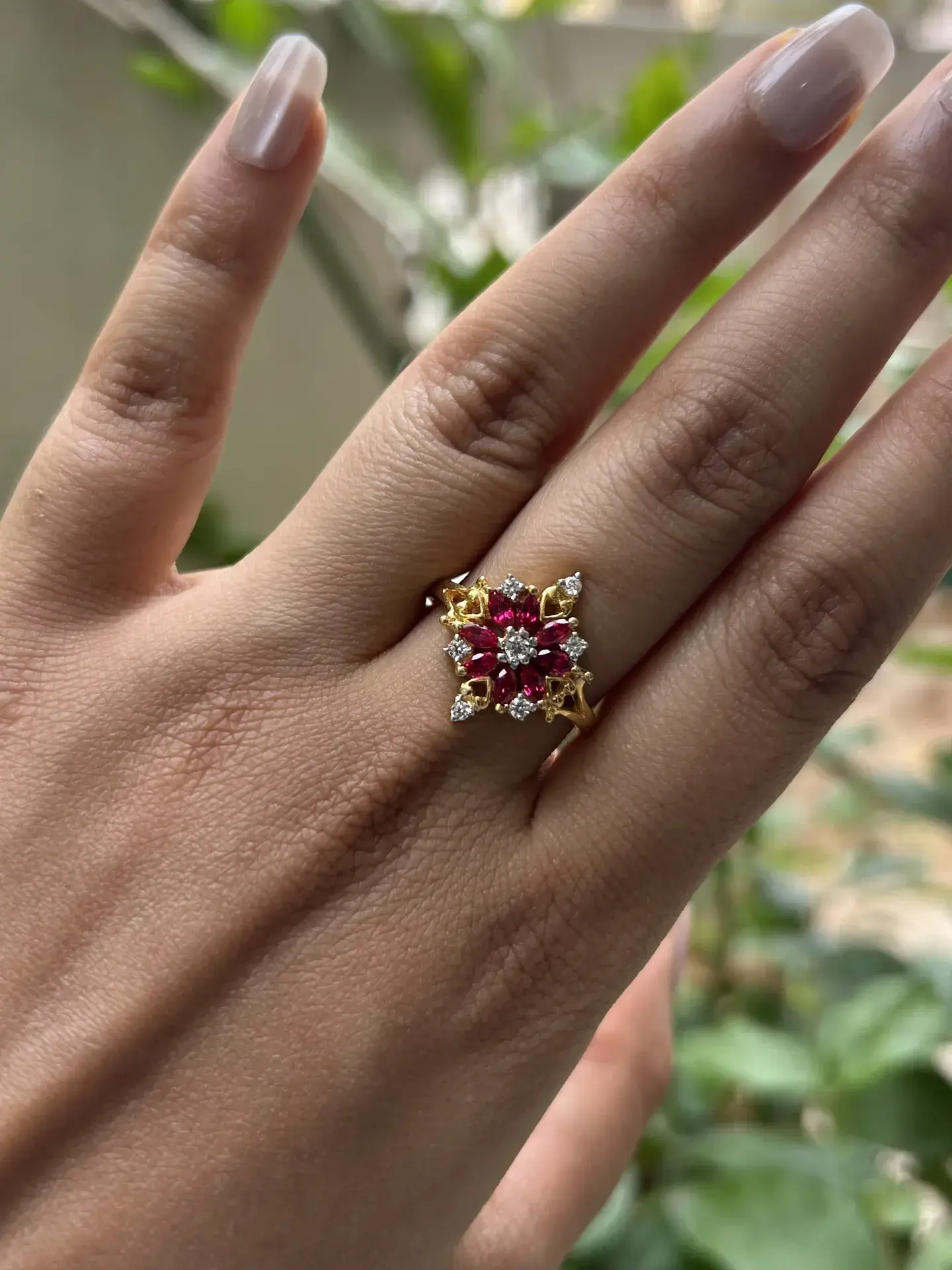 Crimson Bloom Floral Ring