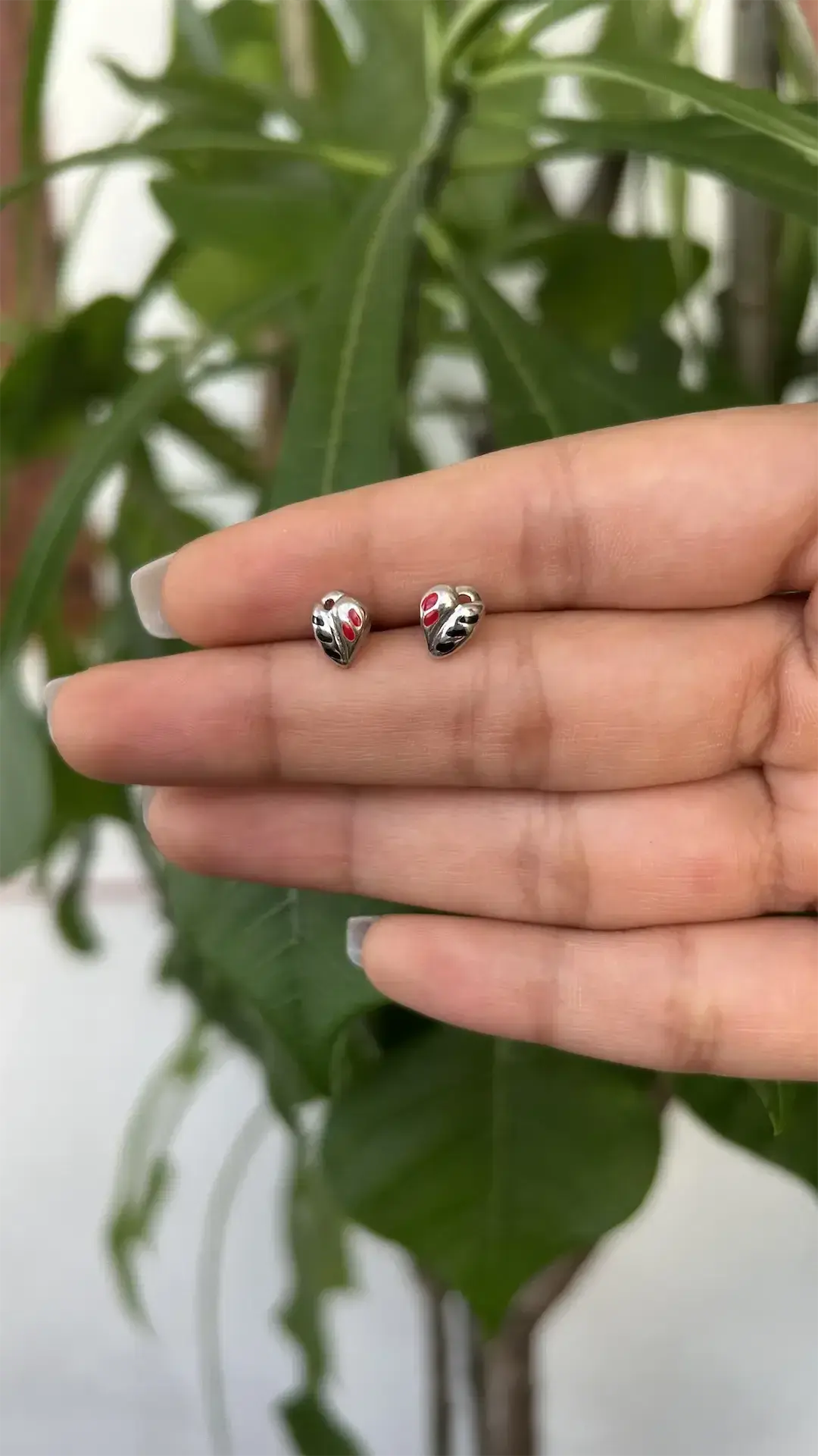 Enamelled Heart Studs