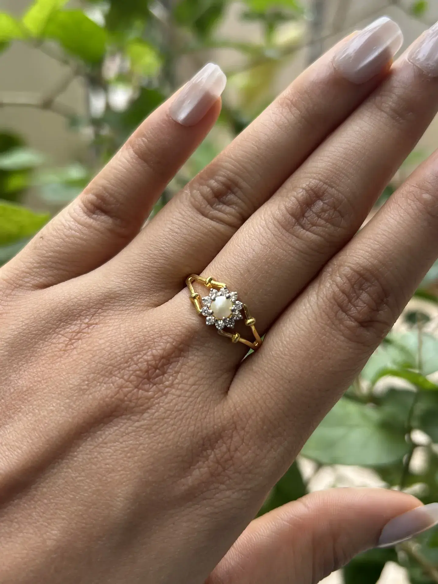Celestial Pearl Halo Ring