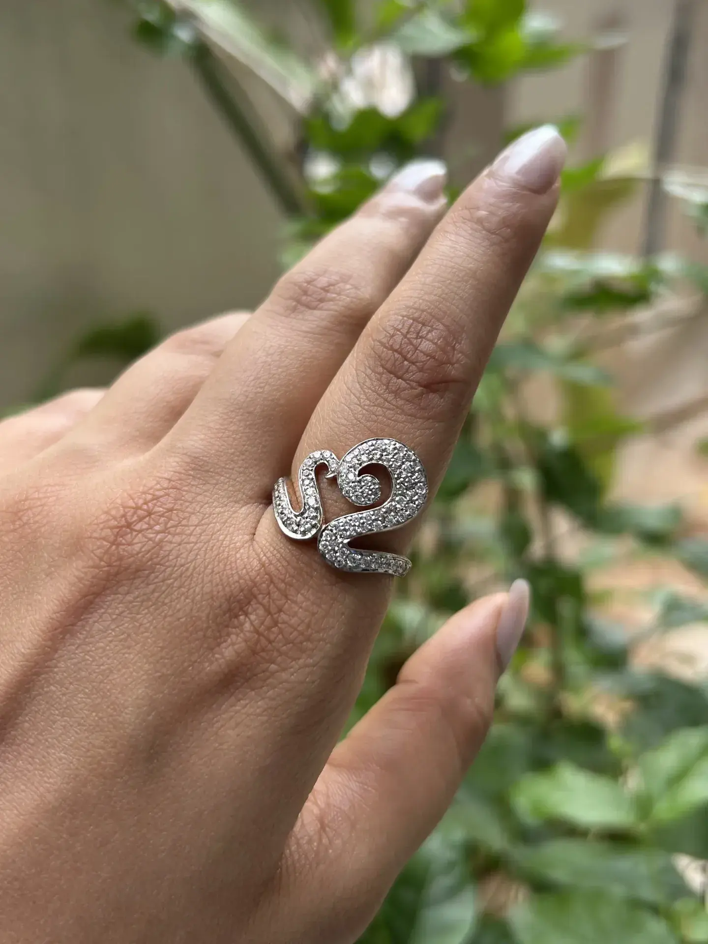Serpentine Pavé Statement Ring